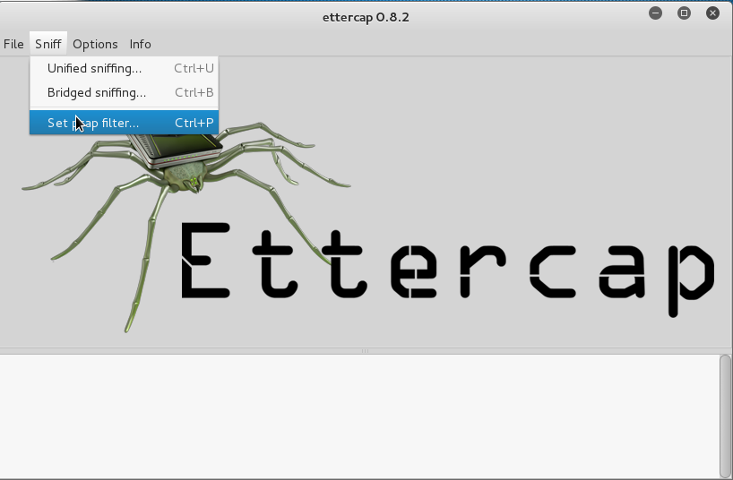 Figura 1: Set pcap filter Ettercap.