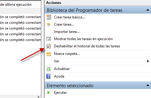 Figura 10: Habilitar el historial de las tareas programadas.