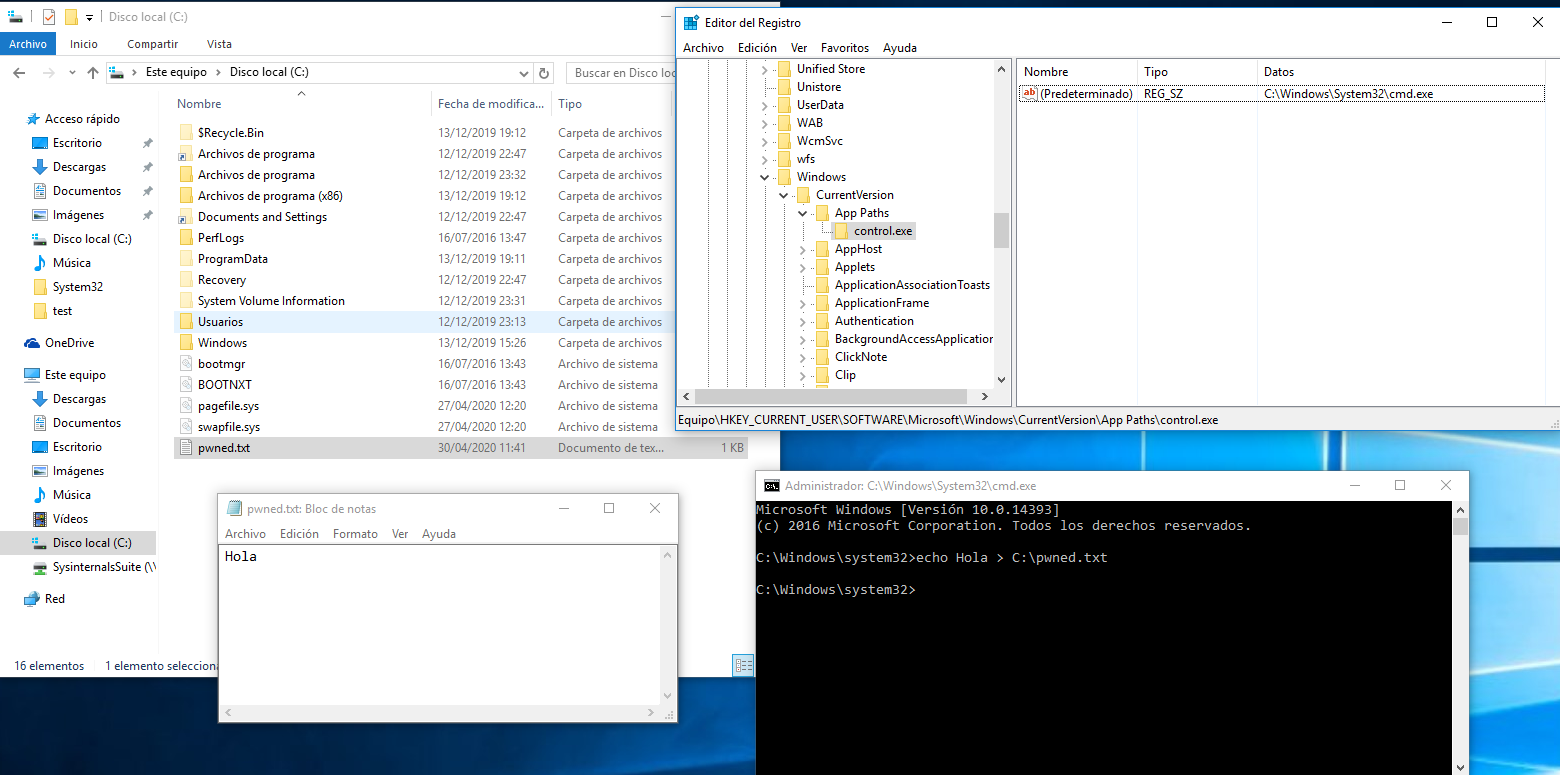 Figura 4: PoC - Bypass UAC Fileless sdclt.exe.