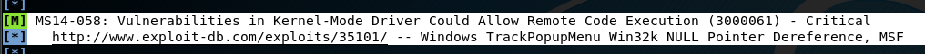 Figura 12: Vulnerabilidad MS14-058 incorpora un módulo en Metasploit.