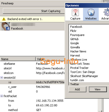 Figura 1: Firesheep - Hijacking en sesiones.