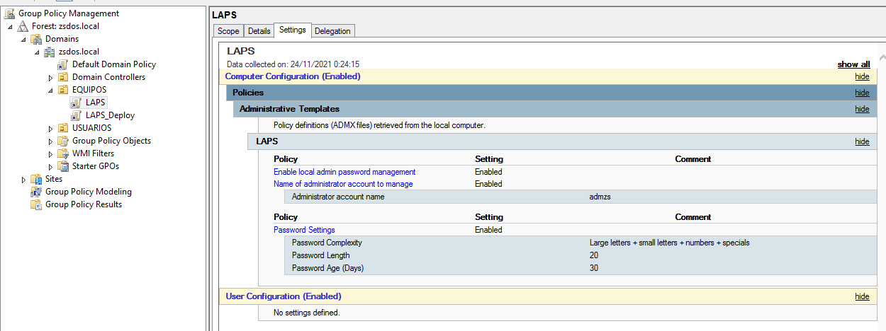 Figura 5: Crear y configurar GPO LAPS.