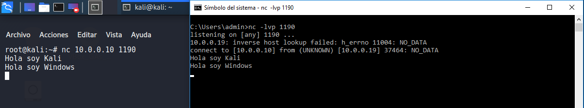 Figura 1: Conexión con netcat nc.