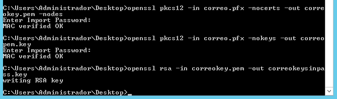 Figura 3: Usando OpenSSL para la extracción de certificados.