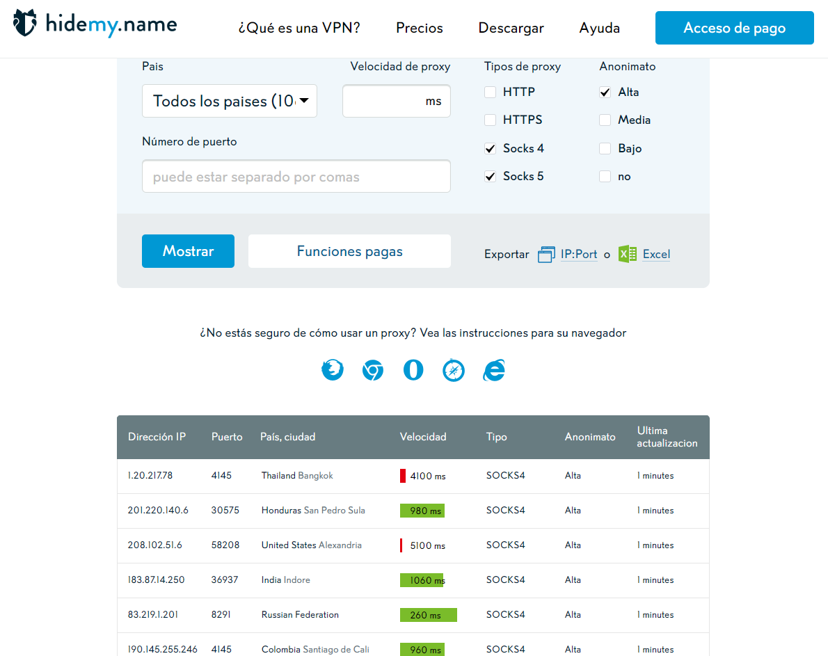 Proxy List - https://hidemy.name