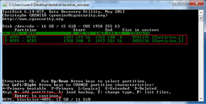 Figura 10: Reconstruyendo sistema de ficheros NTFS en las particiones.