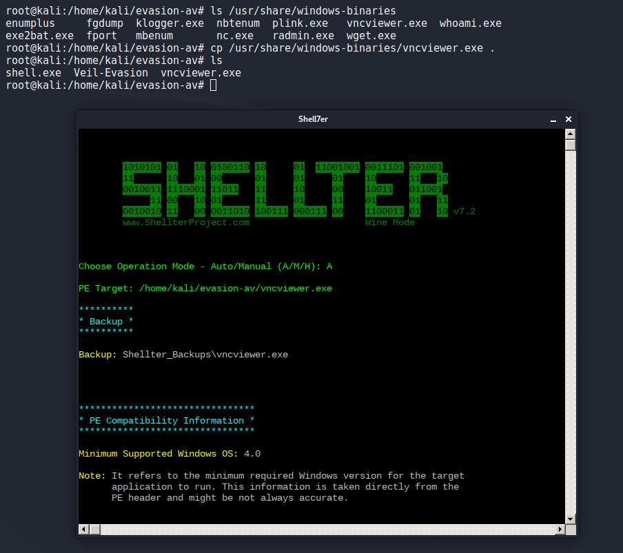Shellter - Seleccionar binario vncviewer.exe