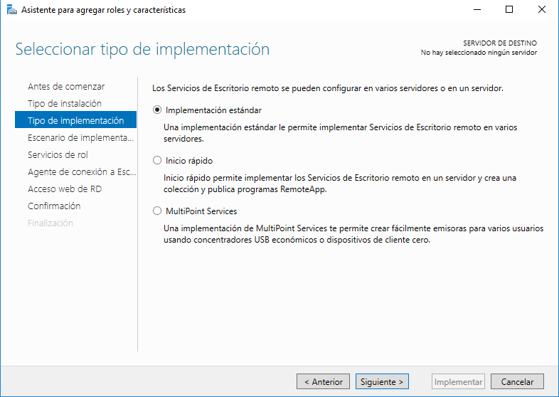 Figura 3: Implementación estándar para el rol RDS.