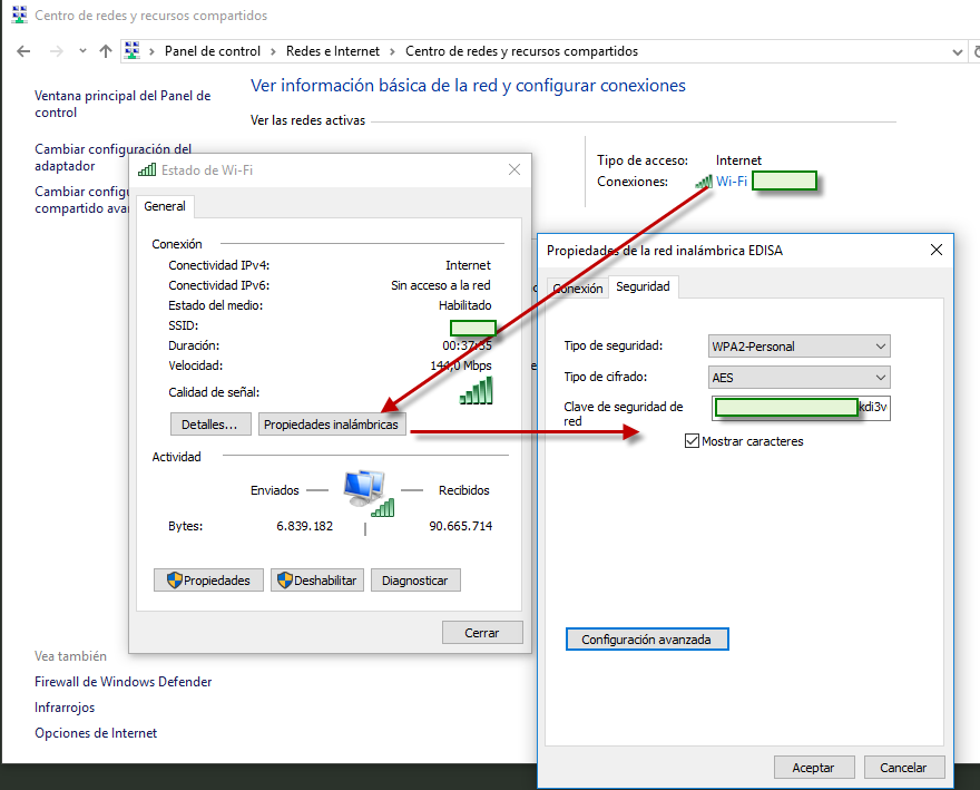 Figura 2: Ver password wifi conectada actualmente.