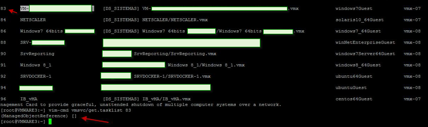 Figura 2: Finalizar procesos VMs en host VMware ESXi.
